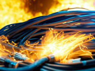 Cable de fibra óptica en un incendio